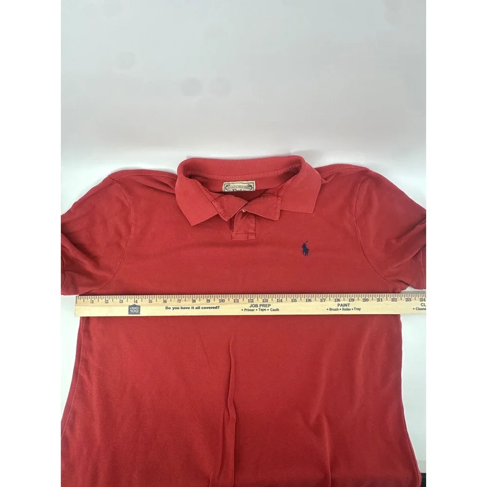 Polo Ralph Lauren Mens XL Custom Slim Fit Short Sleeve Polo Shirt Red Blue Pony